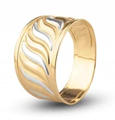 Pierścionki - PIĘKNY ZŁOTY BOGATY SZEROKI PIERŚCIONEK DWUKOLOROWY 8KT 333 - miniaturka - grafika 1