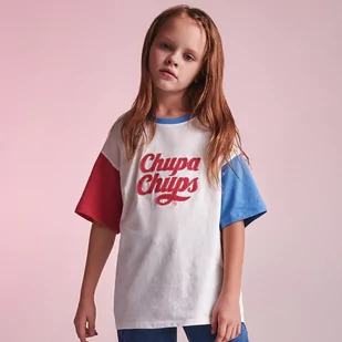 Reserved - T-shirt z nadrukiem Chupa Chups - Kremowy - Koszulki dla dziewczynek - miniaturka - grafika 1