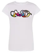 Koszulki i topy damskie - T-Shirt damski kolorowy napis MUSIC r. L - miniaturka - grafika 1