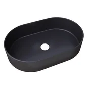 Umywalki - WASHBASIN TRAPANI 600X380X125 MATT BLACK - miniaturka - grafika 1
