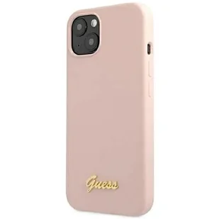 Guess GUHMP13MLSLMGLP iPhone 13 6,1" jasnoróżowy/light pink hardcase Silicone Script Gold Logo Magsafe - Etui i futerały do telefonów - miniaturka - grafika 1