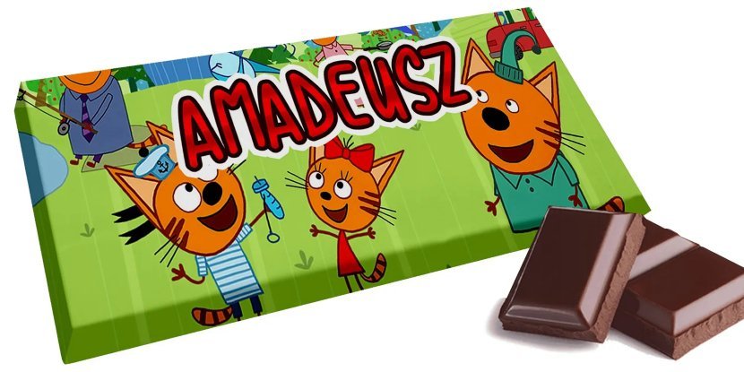 Personalizowana Czekolada KOT-O-CIAKI - SŁODKI PREZENT - TWOJE IMIĘ NADRUK