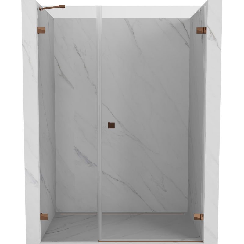 Mexen Lunar-B drzwi prysznicowe uchylne prawe 150 cm, transparent, różowe złoto - 832S-150-050-60-00-P