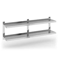 Meble gastronomiczne - B2B Partner Podwójna półka ze stali nierdzewnej wieszana, 1500x300 mm 434108 - miniaturka - grafika 1