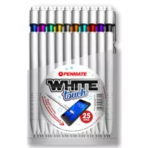 MICRO DLUGOPIS AUT TOUCH WHITE TUB A 25 Eurotrade-5906910823645 - Długopisy - miniaturka - grafika 1