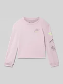 Koszulki dla dziewczynek - Bluzka z długim rękawem i nadrukiem z logo - miniaturka - grafika 1
