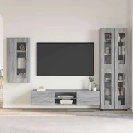 Inne meble do salonu - Zestaw szafek RTV z półką Szary Sonoma Materiał drewnopochodny - miniaturka - grafika 1