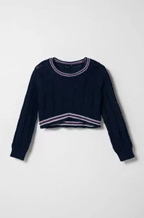 Swetry dla dziewczynek - Sisley sweter z domieszką wełny dziecięcy kolor niebieski lekki - grafika 1