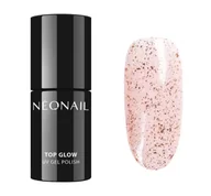 Lakiery hybrydowe - NeoNail - UV GEL POLISH - TOP GLOW - Top / Lakier nawierzchniowy z błyszczącymi drobinkami - 7,2 ml - 9722-7 ROSE GOLD FLAKES - miniaturka - grafika 1