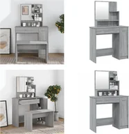 Toaletki - vidaXL Toaletka z lustrem szara Sonoma 86,5x35x136 cm - Toaletka - Stolik do makijażu - Stolik kosmetyczny - Toaletka - miniaturka - grafika 1