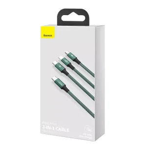 Kabel USB-C 3w1 Baseus Rapid Series, micro USB / Lightning / USB-C, 20W, 1.5m (zielony) - Kable USB - miniaturka - grafika 6