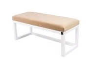 Ławki do przedpokoju - Ławka na buty LPG-2 165 cm EMRAWOOD drewno lite, kolor biały siedzisko gładkie, kolor cappucino - miniaturka - grafika 1