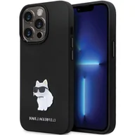 Etui i futerały do telefonów - Etui Karl Lagerfeld KLHCP13XSMHCNPK na iPhone 13 Pro Max 6.7" - czarne Silicone C Metal Pin - miniaturka - grafika 1