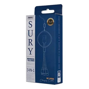 REMAX Sury zwijany kabel 3w1 USB - USB Typ C / Lightning / micro USB 2,1A 1 m czerwony (RC-185th) - Kable USB - miniaturka - grafika 3