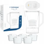 Dzbanki filtrujące - Dzbanek filtrujący do lodówki Wessper D3 Slim z licznikiem LED + 6x Filtr - miniaturka - grafika 1