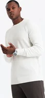 Swetry męskie - Ombre Clothing Klasyczny sweter męski Fru biały S - miniaturka - grafika 1
