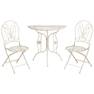 Meble ogrodowe - Beliani zestaw mebli balkonowych COGGIA Metal Jasnobeżowy - miniaturka - grafika 1