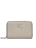 Portfele - Calvin Klein Mały Portfel Damski Minimal Monogram Med Za K60K611500 Beżowy - miniaturka - grafika 1