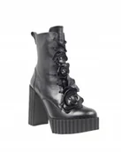 Botki damskie - Botki damskie czarne CARINII B9794 skóra słupek modne eleganckie r.40 - miniaturka - grafika 1