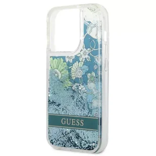 Guess Etui GUHCP14XLFLSN do Apple iPhone 14 Pro Max 6,7" zielony/green hardcase Flower Liquid Glitter - Etui i futerały do telefonów - miniaturka - grafika 6