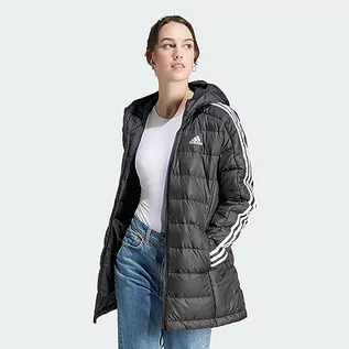 Kurtki damskie - adidas Damska kurtka puchowa Essentials 3S lekka z kapturem, czarna/biała, czarny/biały, M - grafika 1