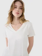 Koszulki i topy damskie - 4F T-shirt damski oversize z modalem 4FWSS25TTSHF1992-11S Biały Roz. XS - miniaturka - grafika 1
