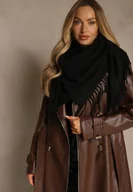 Apaszki i szaliki damskie - Czarny Klasyczny Szalik Zakończony Frędzlami Vetiele - miniaturka - grafika 1