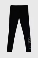 Spodnie i spodenki dla dziewczynek - Guess legginsy dziecięce kolor czarny z aplikacją - miniaturka - grafika 1