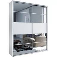 Szafy - Szafa Przesuwna 150 z Lustrem A6 Skąpski Meble Biały, Craft Złoty, 245 cm - miniaturka - grafika 1