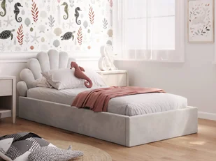 Łóżko dziecięce tapicerowane 90x200 ze stelażem szary Velvet Kids Line 3 Muszelka - Łóżka dla dzieci i młodzieży Łóżko dziecięce tapicerowane 90x200 ze stelażem szary Velvet Kids Line 3 Muszelka - Łóżka dla dzieci i młodzieży - miniaturka - grafika 1