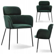 Krzesła - Stylowe Krzesło Kubełkowe Biagio Welurowe Zielone Czarne Do Domu Lokalu - miniaturka - grafika 1