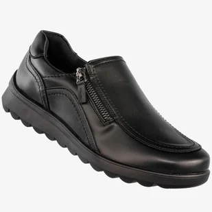 Półbuty Damskie Skórzane Buty Na Zamek Lekkie Czarne Filippo Czarny 37 - Półbuty damskie - miniaturka - grafika 1