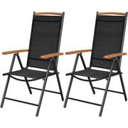 Fotele i krzesła ogrodowe - vidaXL vidaXL Składane krzesła ogrodowe 2 szt, aluminium, czarne - miniaturka - grafika 1