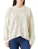 Swetry damskie - aleva Damski sweter z dzianiny 19019559-AL04, wełniany biały wielokolorowy, XL/XXL, Wełna biała, wielokolorowa, XL-XXL - miniaturka - grafika 1