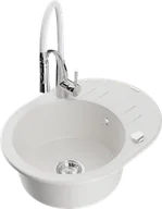 Zlewozmywaki z baterią - Mexen Kevin zlewozmywak granitowy 1-komorowy z ociekaczem i baterią kuchenną Aster, biały - 6517-20-73450-02 - miniaturka - grafika 1