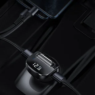 Baseus F40 nadajnik transmiter FM audio Bluetooth port AUX ładowarka samochodowa 2x USB 15W 2A czarny (CCF40-01) - Ładowarki samochodowe - miniaturka - grafika 7