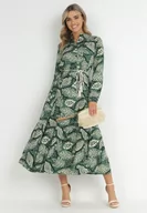 Sukienki - Ciemnozielona Sukienka Koszulowa w Kwiaty Zari - miniaturka - grafika 1