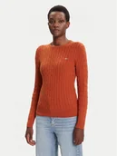 Swetry damskie - Gant Sweter 4800100 Brązowy Slim Fit - miniaturka - grafika 1