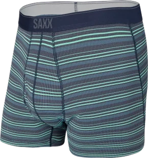 Bokserki męskie trekkingowe / sportowe z rozporkiem SAXX QUEST Boxer Brief Fly zielono-niebieskie paski - Majtki męskie - miniaturka - grafika 1