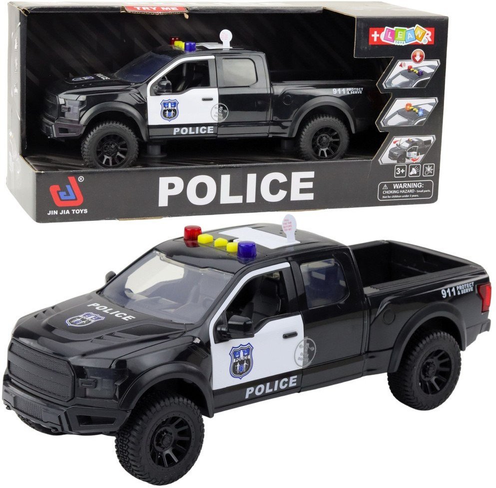 Samochód Terenowy Policyjny Światła Dźwięki Czarny 1:12