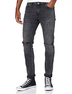 Spodenki męskie - Urban Classics Męskie spodnie jeansowe slim fit, Black washed, 30W / 32L - grafika 1