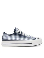 Trampki damskie - Converse Trampki Chuck Taylor All Star Lift Platform Gingham A13664C Granatowy - miniaturka - grafika 1