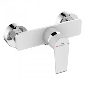 LAVEO BAH 640D LARGO Bateria natryskowa ścienna bez zestawu natryskowego Jednouchwytowa Sposób montażu: ścienny Głowica: 35 mm Wykończenie: białe/chrom - Baterie wannowe i prysznicowe - miniaturka - grafika 1