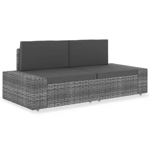 vidaXL Sofa modułowa 2-osobowa, rattan PE, szara - Sofy ogrodowe - miniaturka - grafika 1