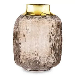 Dekoracyjny, brązowo - złoty wazon ze szkła Kampal 19 cm - Wazony i flakony - miniaturka - grafika 1