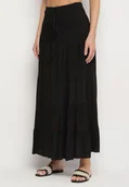Spódnice - Czarna Spódnica z Wiskozą z Wysokim Stanem i Falbanami Ellimee - miniaturka - grafika 1