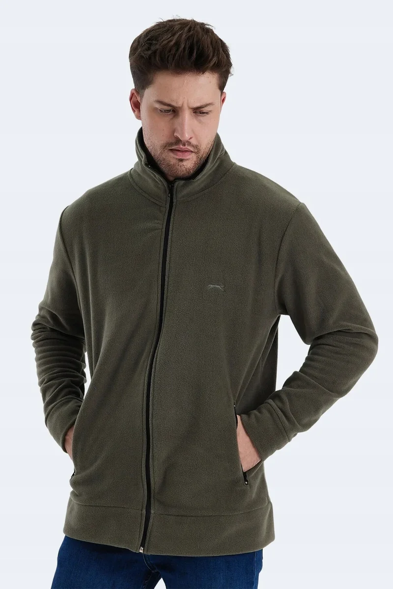 SLAZENGER MĘSKA KURTKA POLAROWA GŁADKA KHAKI Z ZAMKIEM XL 5IA
