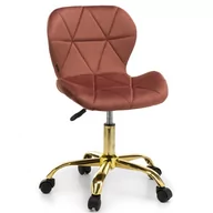 Krzesła - Krzesło obrotowe welurowe ART118S różowe #44, złote nogi - miniaturka - grafika 1