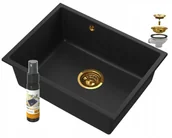 Zlewozmywaki - Granitan Manado Czarny Podblatowy Zlew Złoty Podwieszany 60 - miniaturka - grafika 1