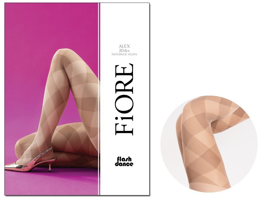 Beżowe Rajstopy Damskie W Kratę Poudre 2